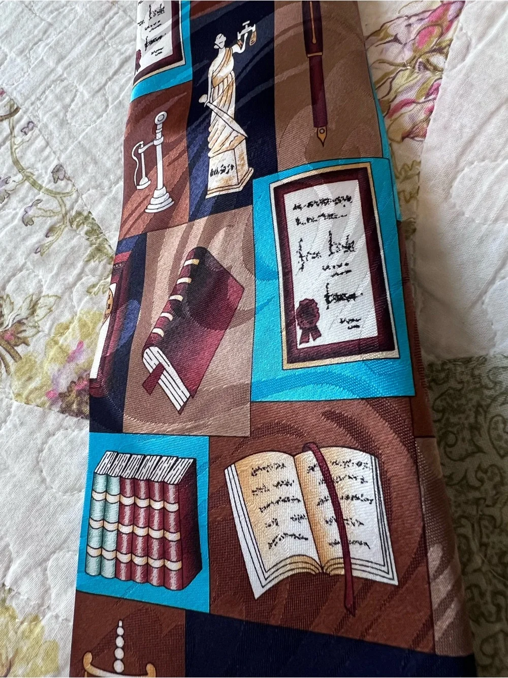 Steven Harris Vintage Law Novelty Tie Lady Justice Scales of Law Legal Book
